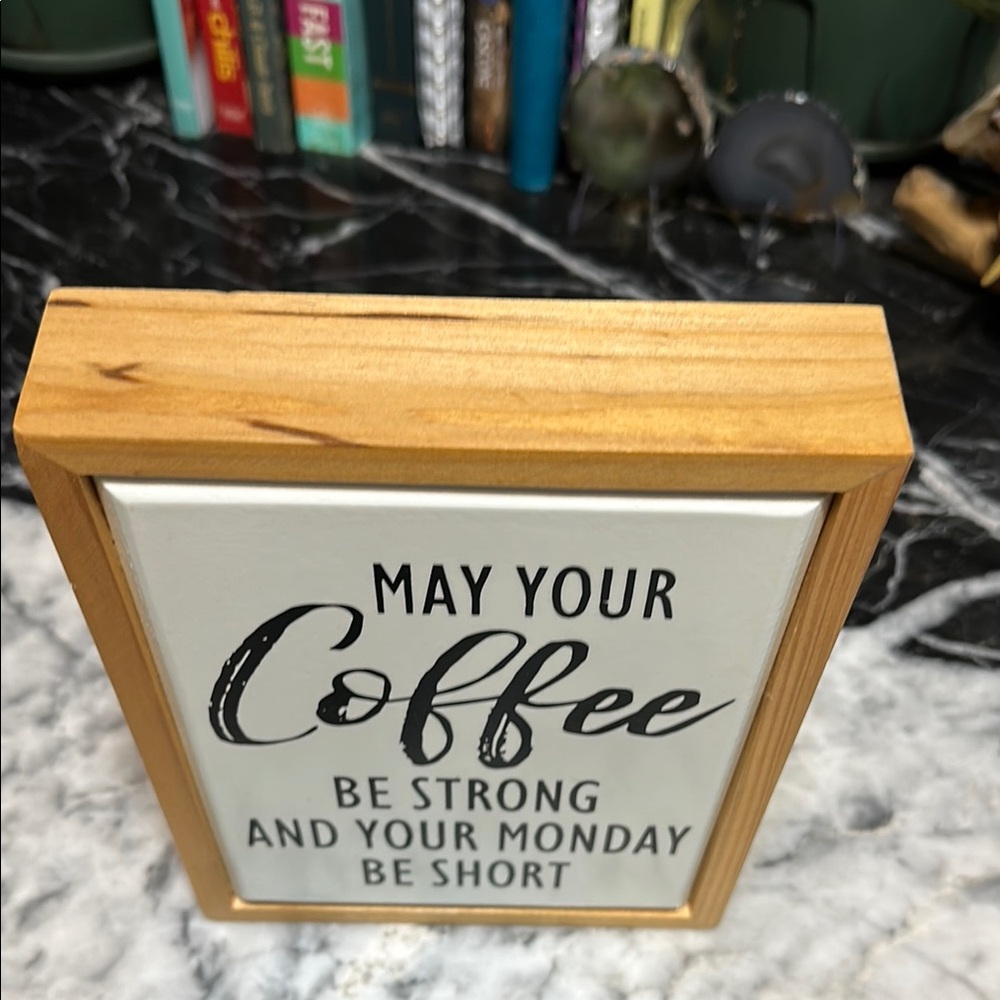 Motivational Coffee Quote Wall Art with Tan Frame - Picture 4 of 4